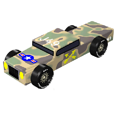 Army Truck - Pinewood Derby Car Design Plan