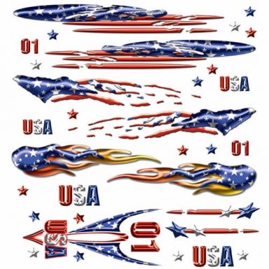 USA Freedom Flames Derby Car Decals