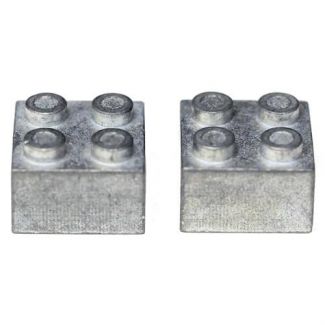 Brick Derby zinc 2x2 weight snaps onto any LEGO® brick